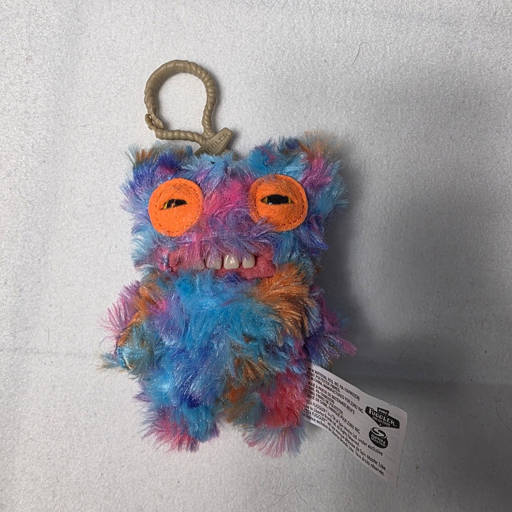 Fuggler Plush Keychain Mr Buttons Monster Quirky Blue Pink Orange Fuzzy